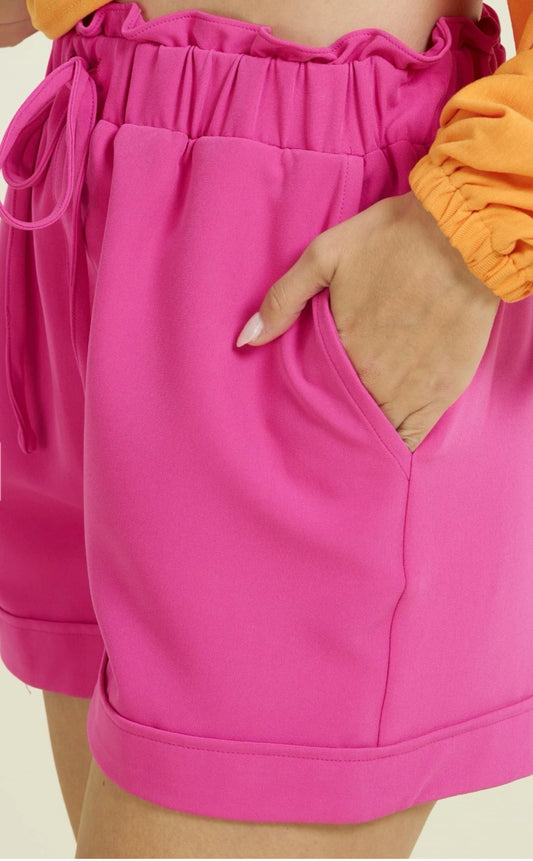 Pink Lady Ruffle Elastic Waist Shorts