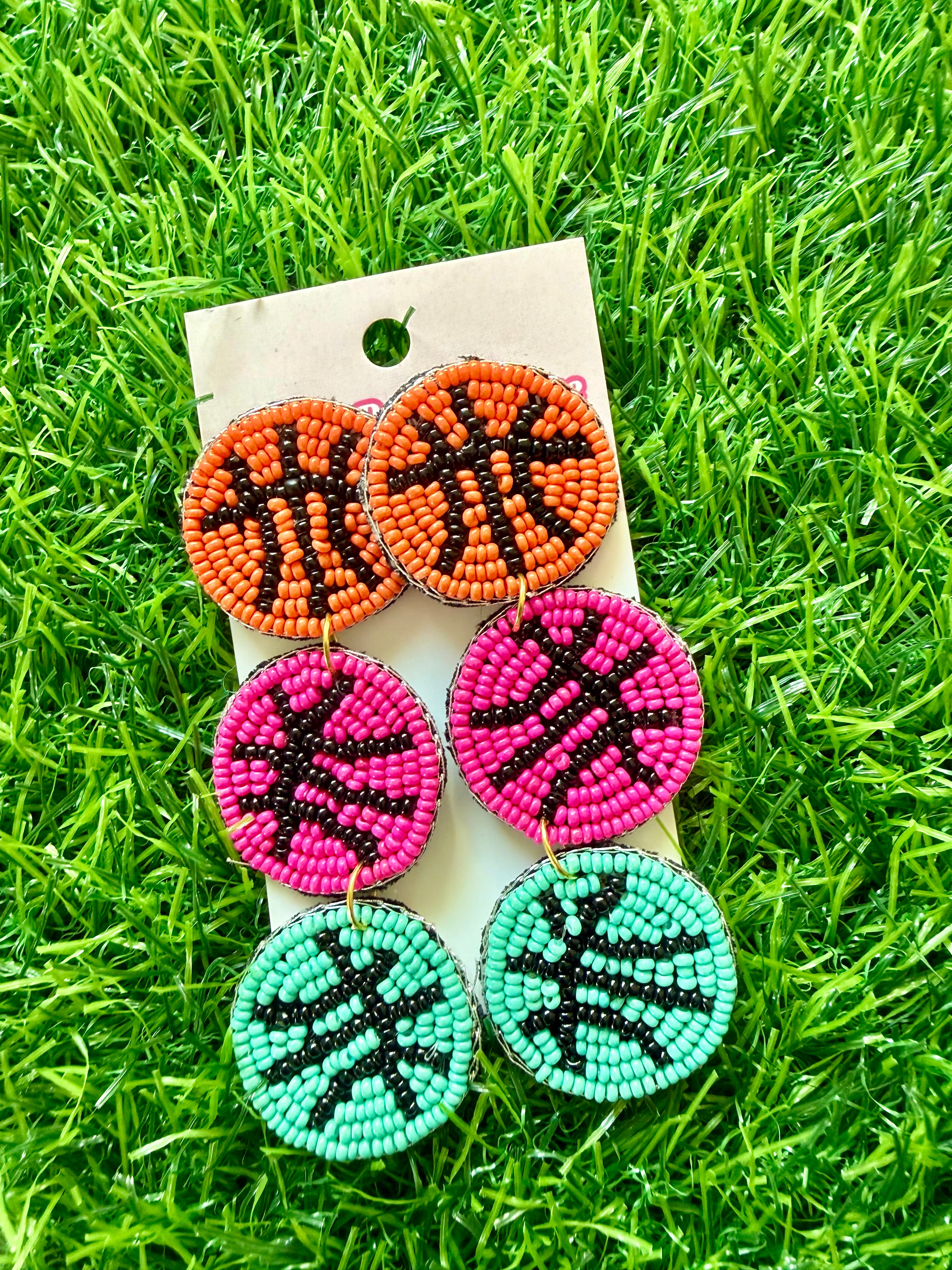 Retro Basketball Beaded Earrings