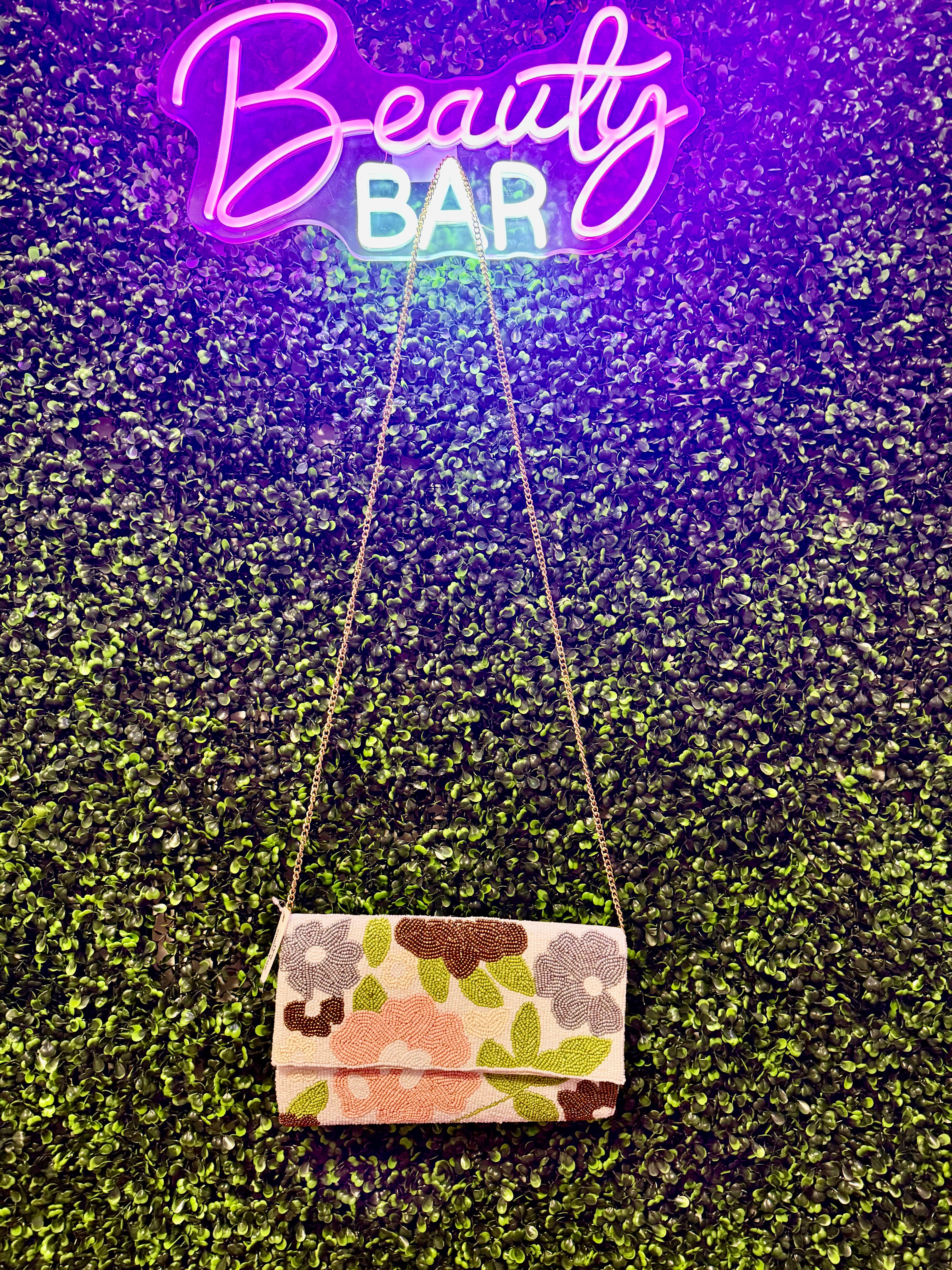 Floral Beaded Crossbody Purse
