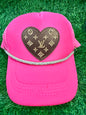 Neon Pink Monogrammed Heart Cap