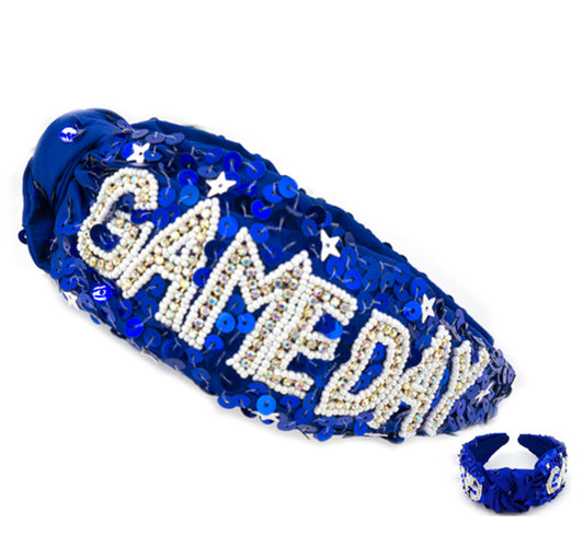 Blue Sequin Game Day Headband