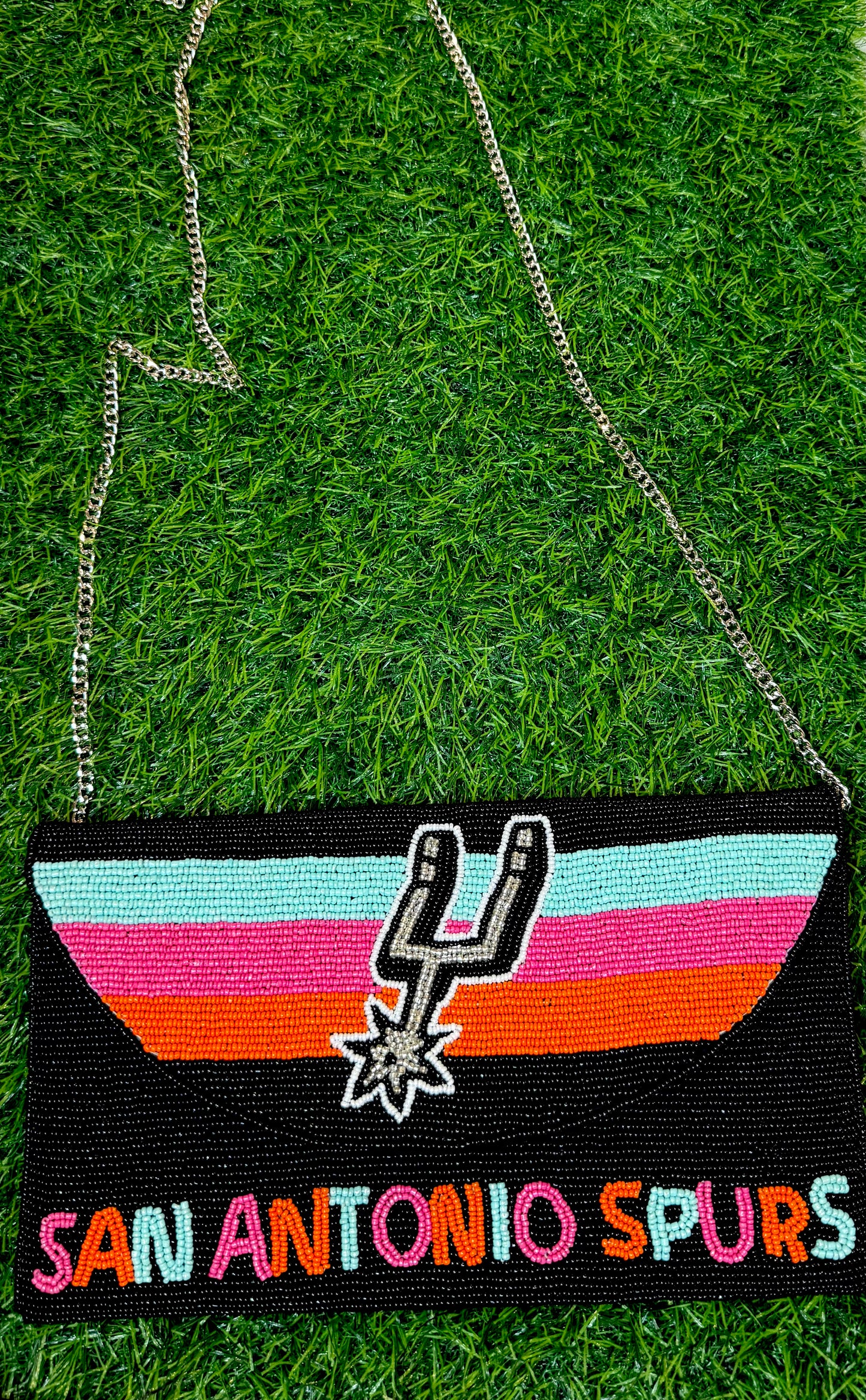 SA SPURS RETRO BEADED PURSE