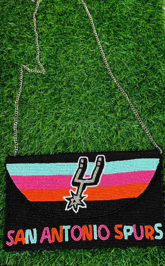 SA SPURS RETRO BEADED PURSE