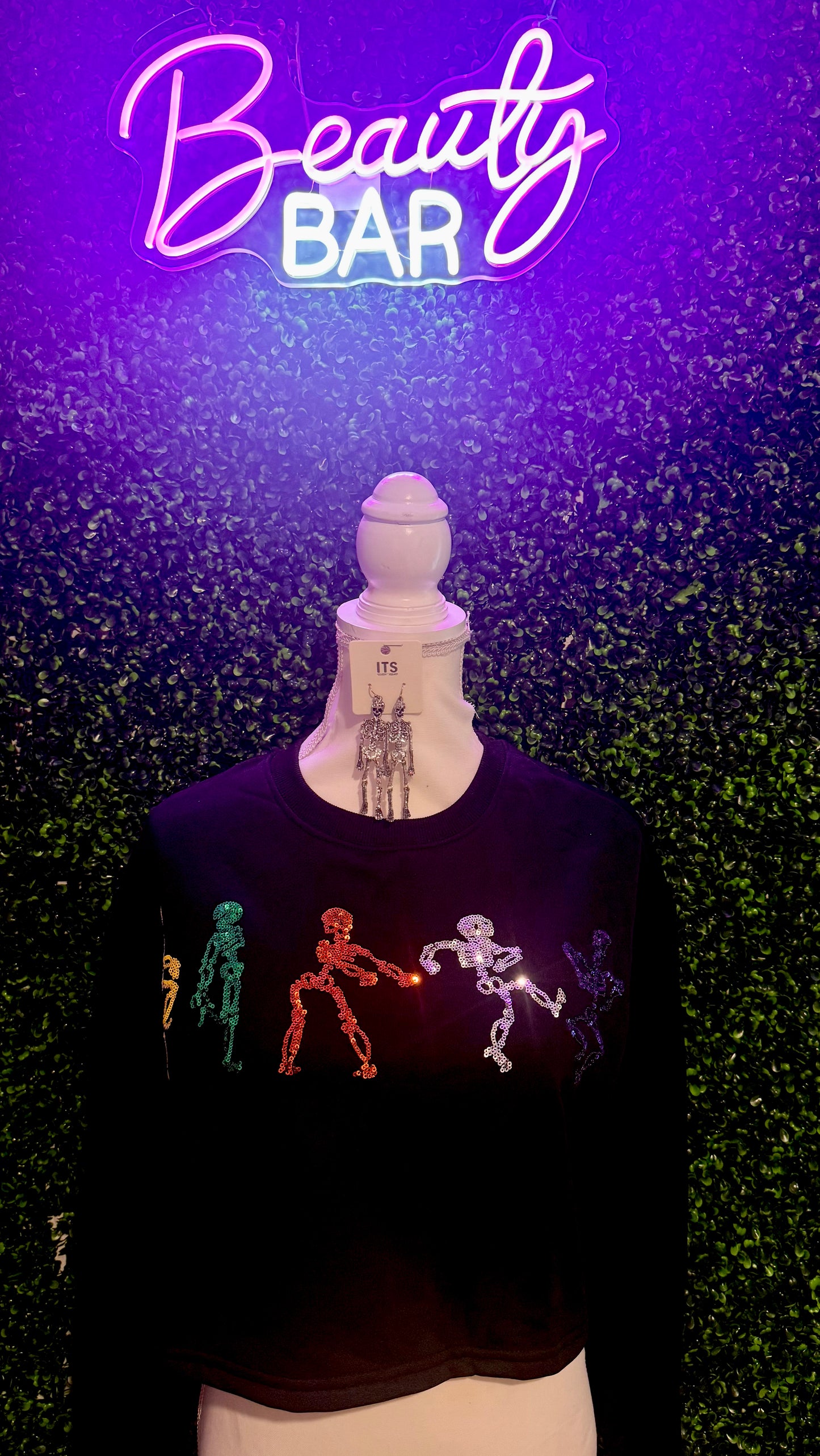 Dancing Skeletons Crop LS Top