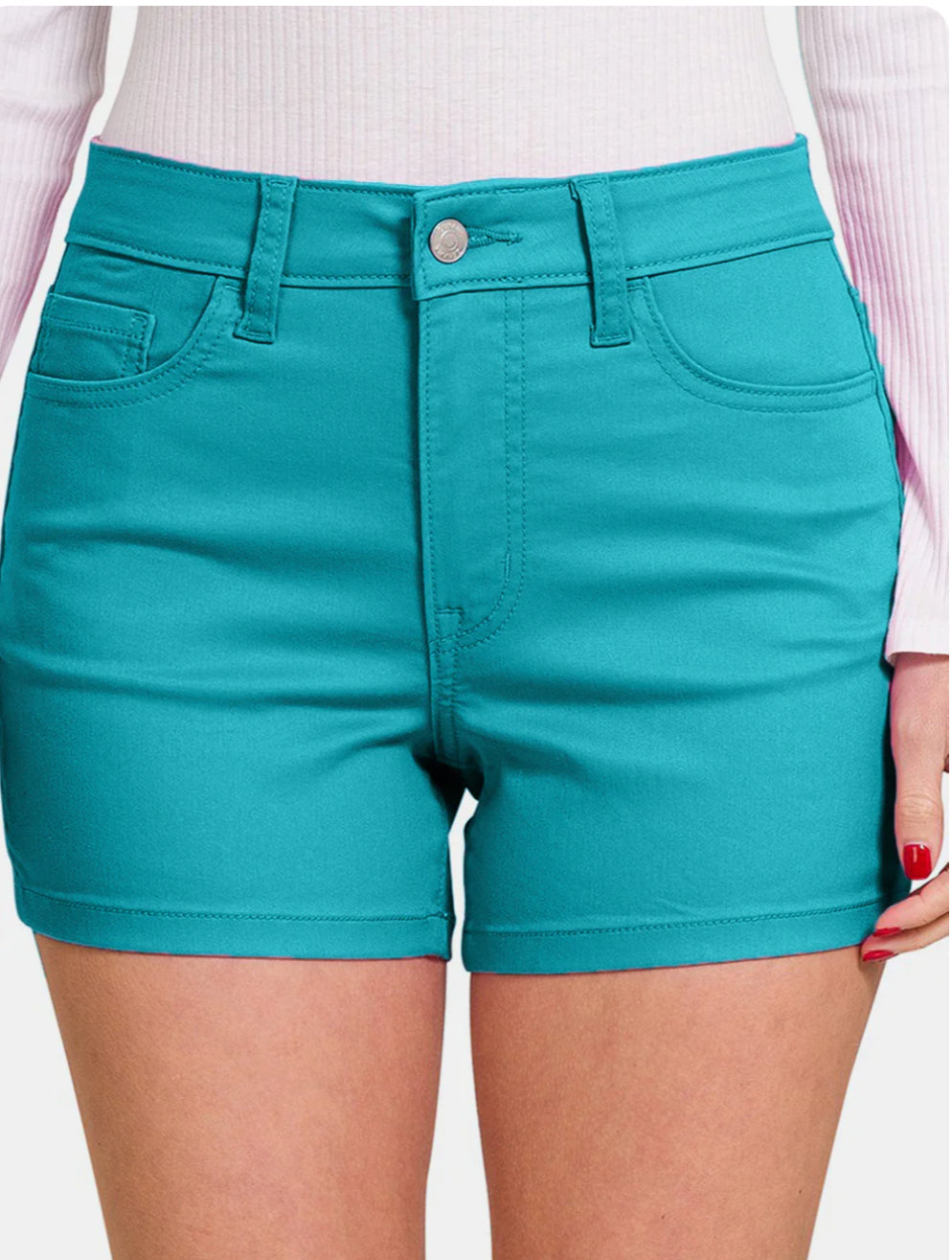 Retro High Waist Shorts- Turquoise