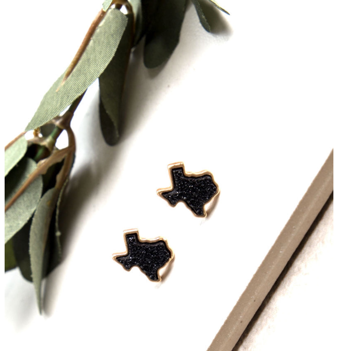 Texas On My Mind Stud Earrings- Black