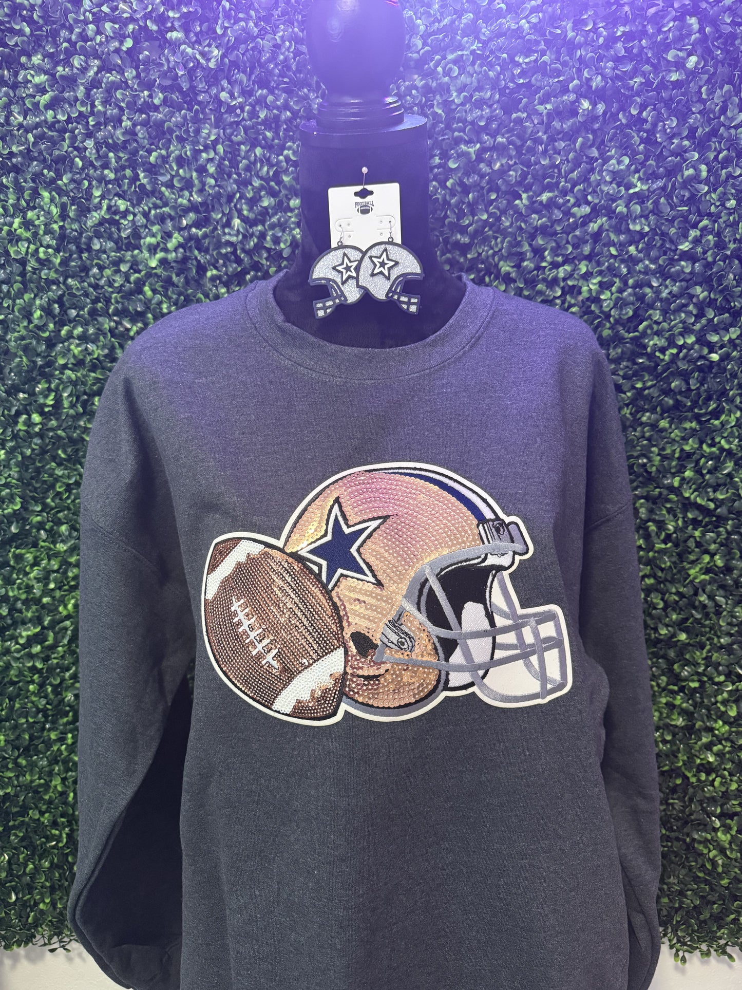 Rose Gold Sequin Cowboys Helmet Hoodie