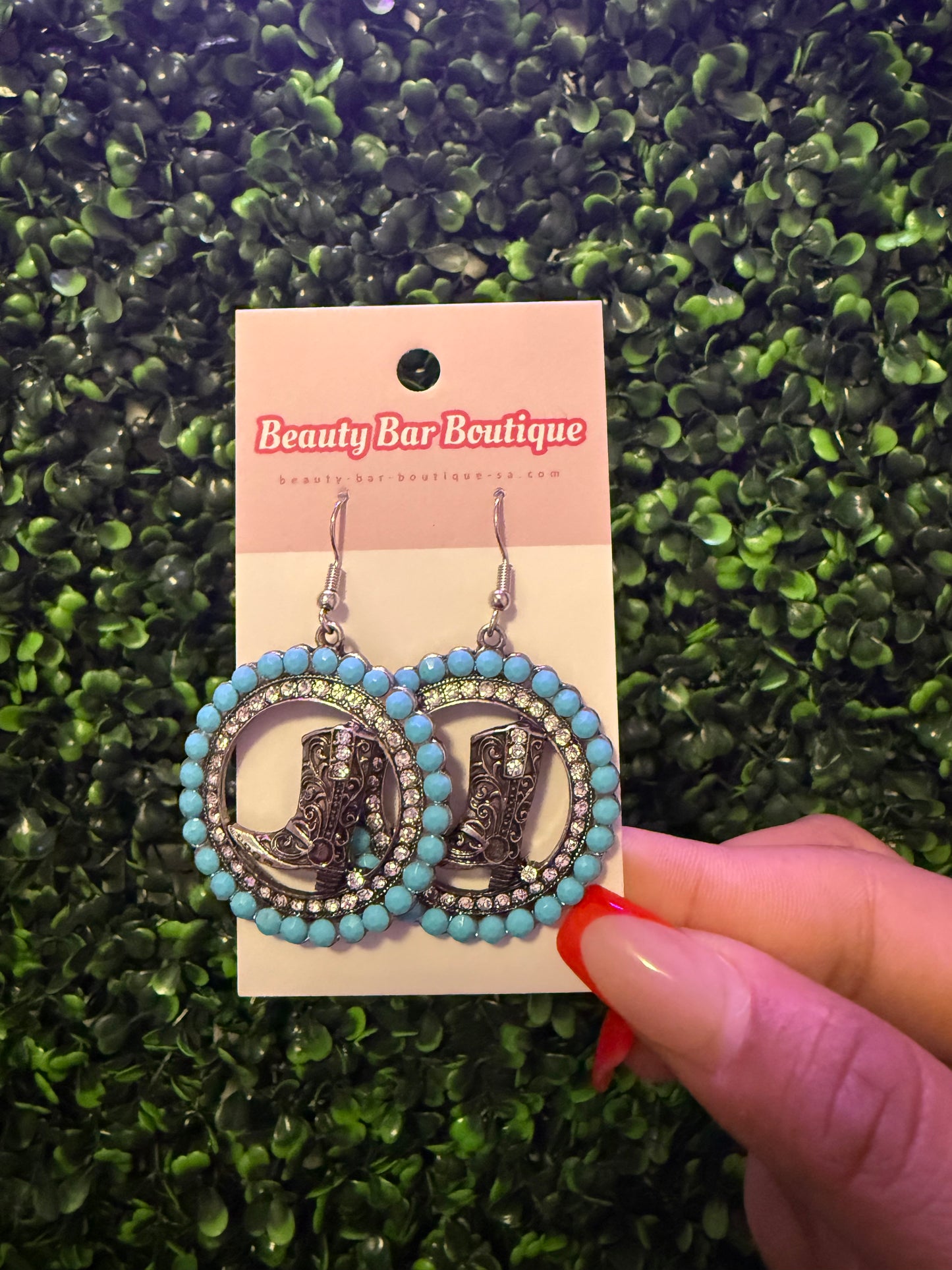 Turquoise & Bling Cowgirl Earrings