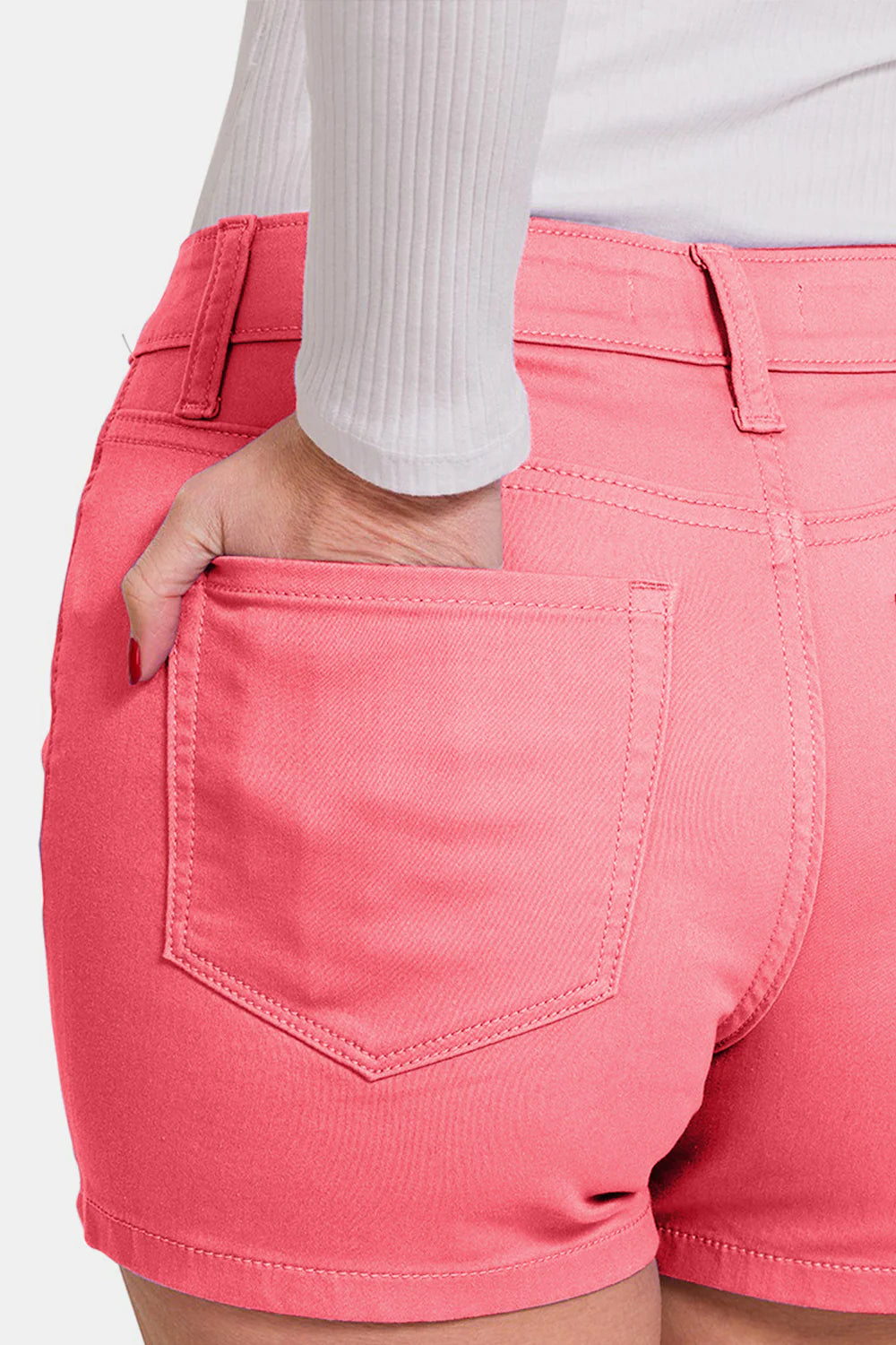 Retro High Waist Shorts- Coral