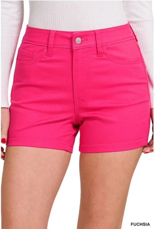 Retro High Waist Shorts- Fuchsia