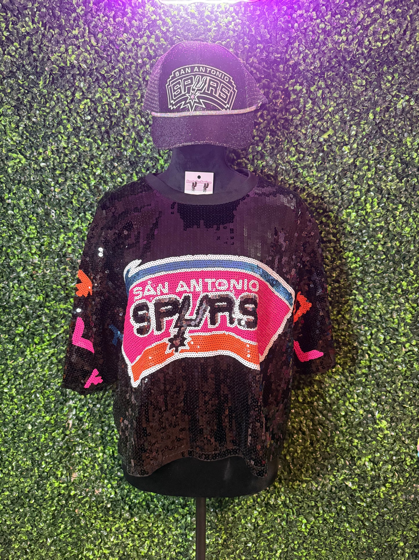 SA Spurs Old School Logo Sequence Crop Top