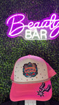 Neon Pink Floral Spurs Custom Cap