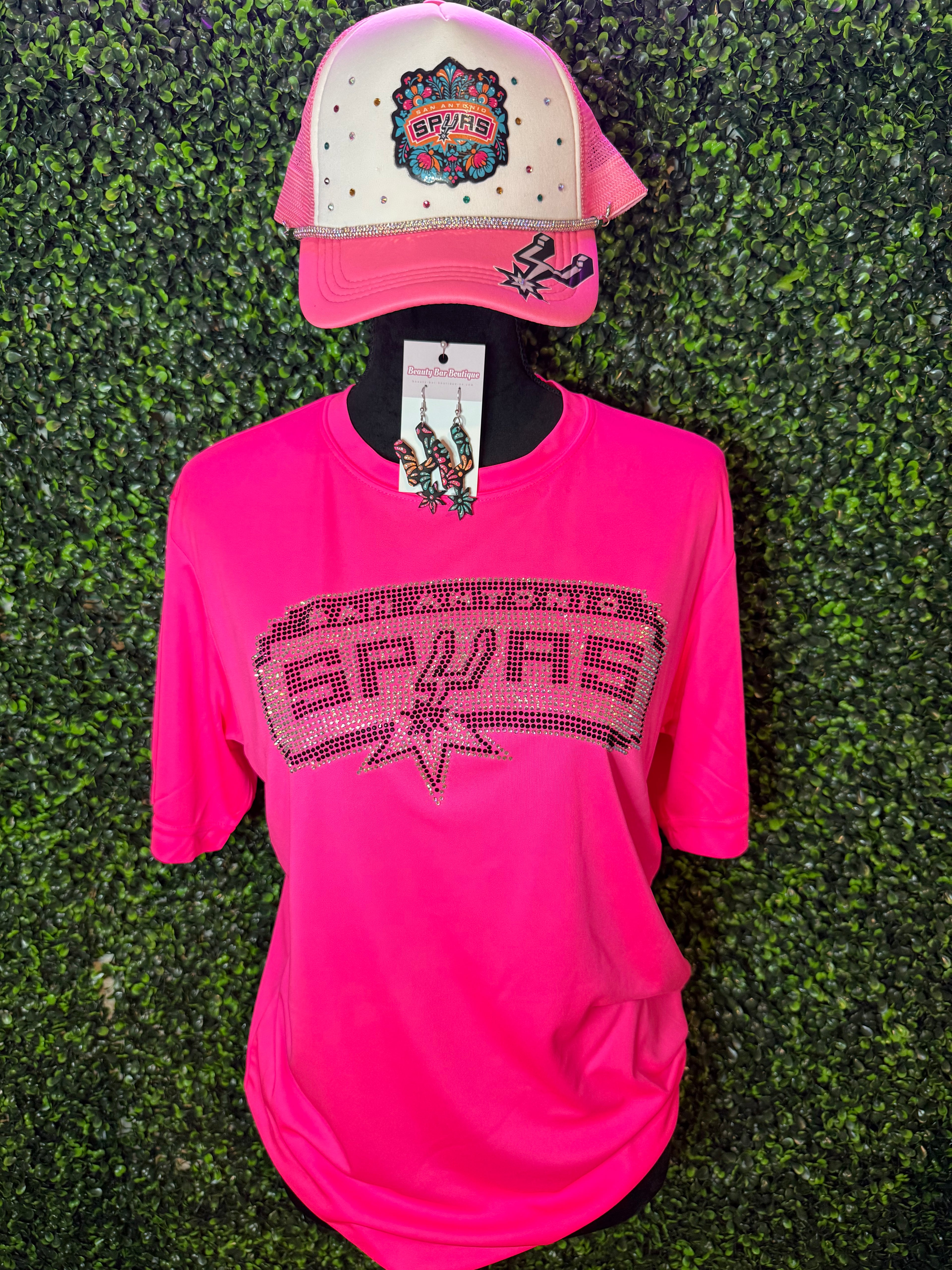 Neon Pink Rhinestone Spurs Tee