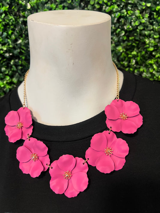 Pink Spring Flower Necklace