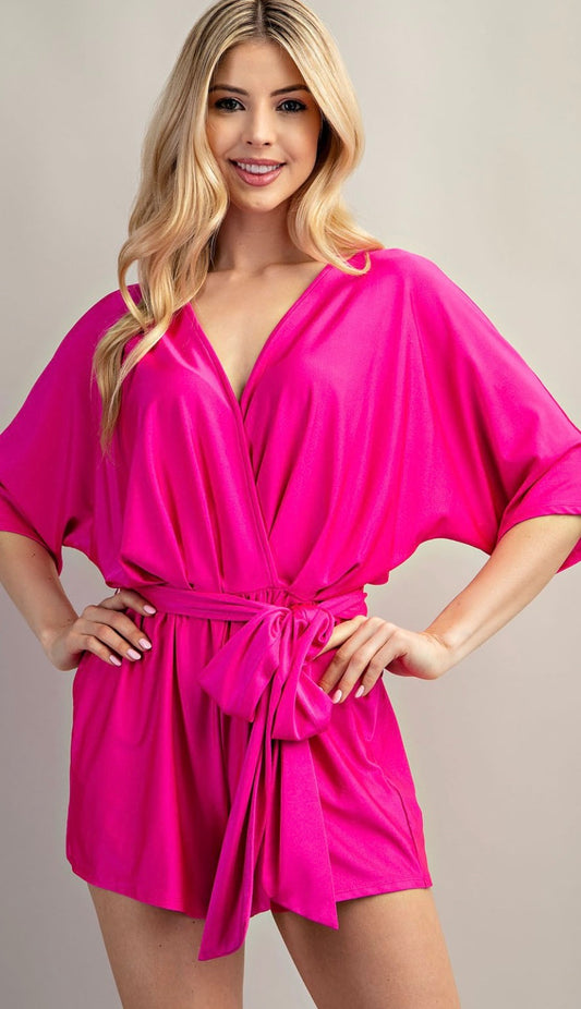 Vacation Vibes Romper- Hot Pink