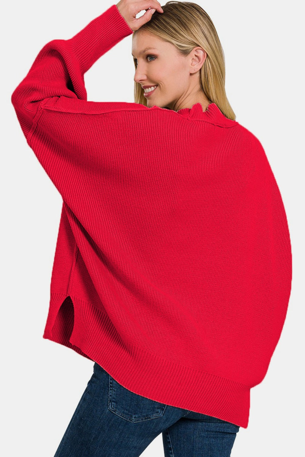 Zenana Side Sit Oversize Sweater