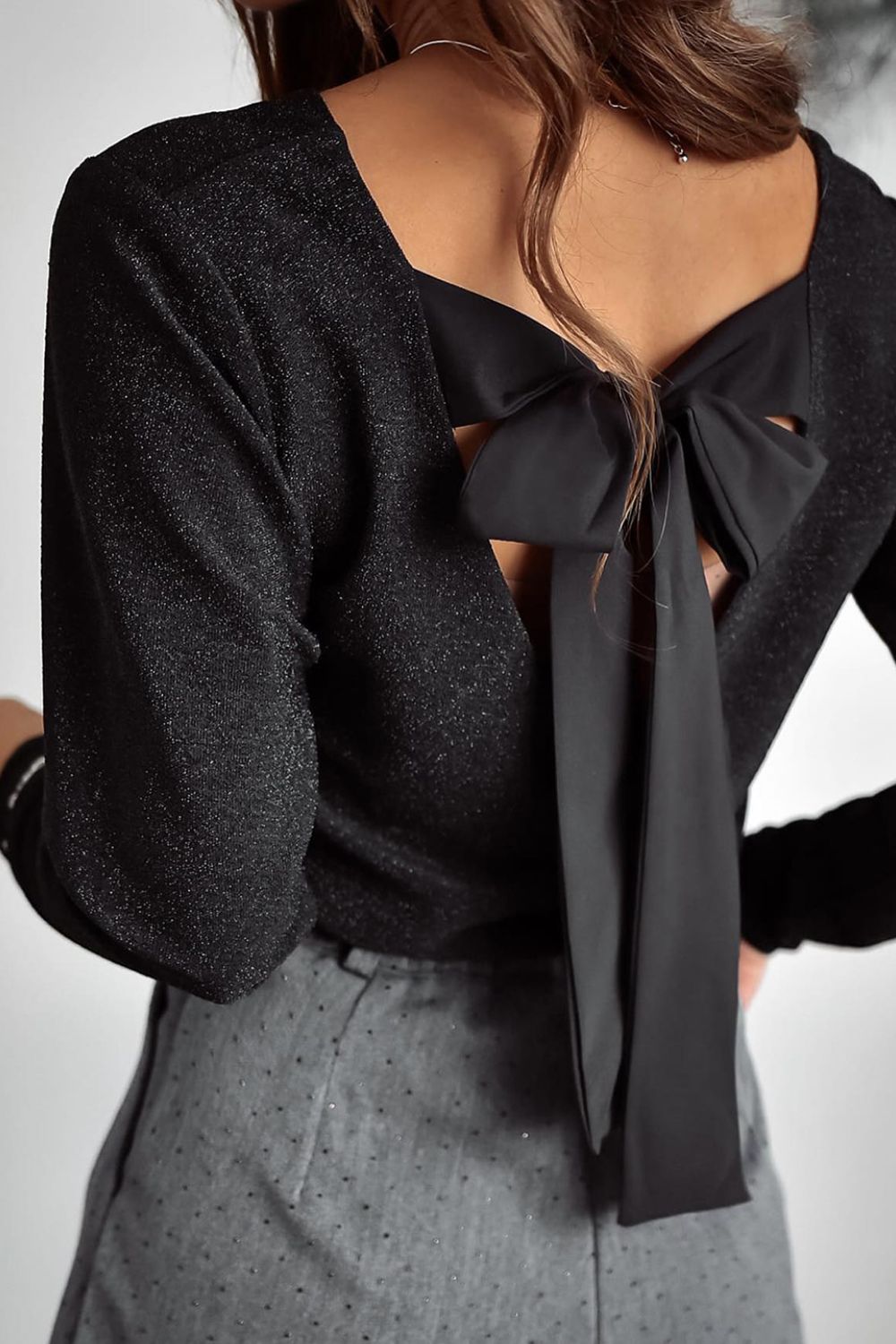 Pre-Order Bowknot V-Neck Long Sleeve Blouse