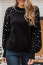 Black Pearl Beaded Sleeve Sweater