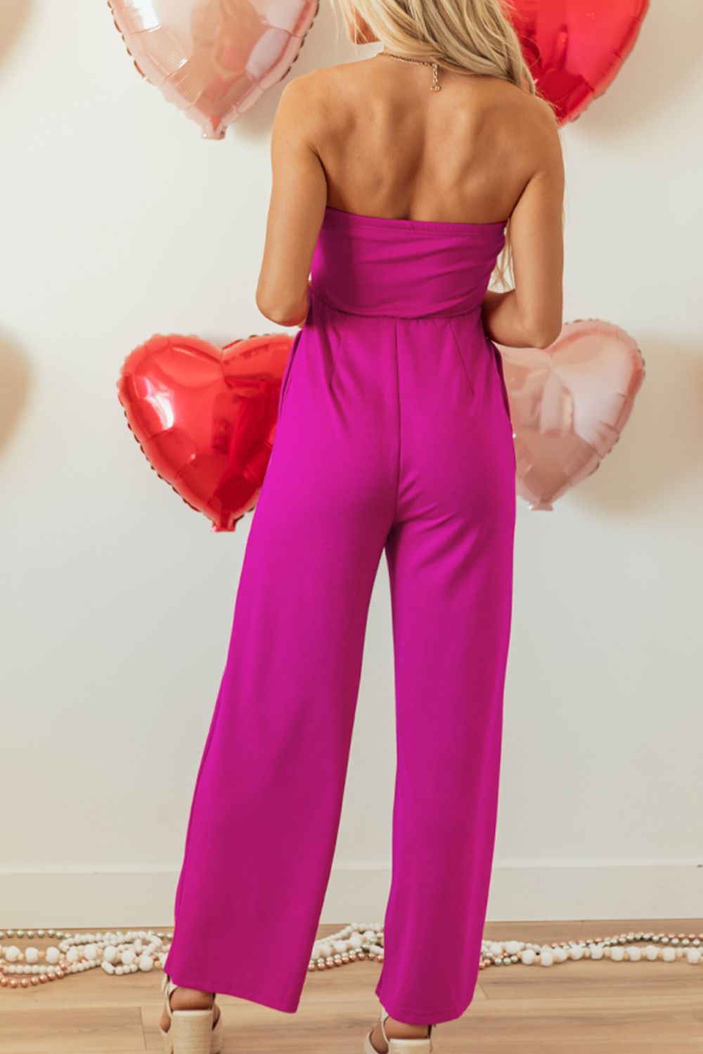 Lovely Girl Tied Tube Wide Leg Jumpsuit