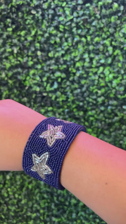 Cowboys Beaded Cuff Bracelet