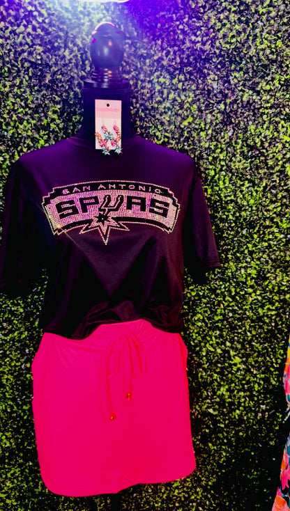 Spurs Queen Rhinestone Bling Tee